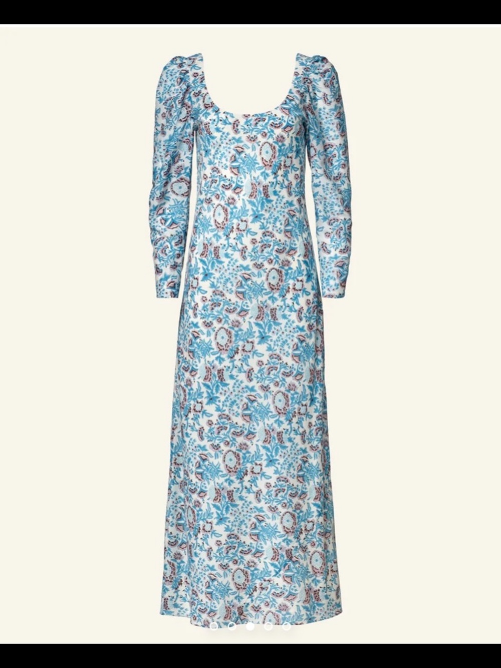 Alix of Bohemia Paloma Blue Garden Floral Maxi Dress cotton-silk blend sz Medium